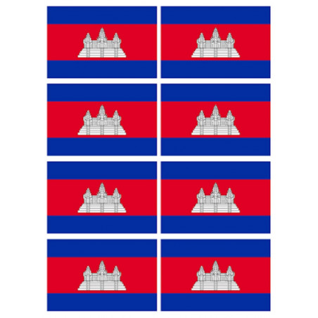 Drapeau Cambodge (8 fois 9.5x6.3cm) - Sticker/autocollant