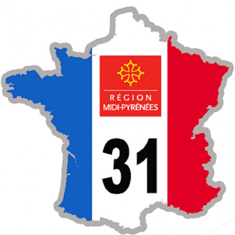 FRANCE 31 Région Midi Pyrénées - 10x10cm - Sticker/autocollant