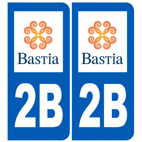 immatriculation ville de Bastia (2fois 10.2x4.6cm) - Sticker/autocollant