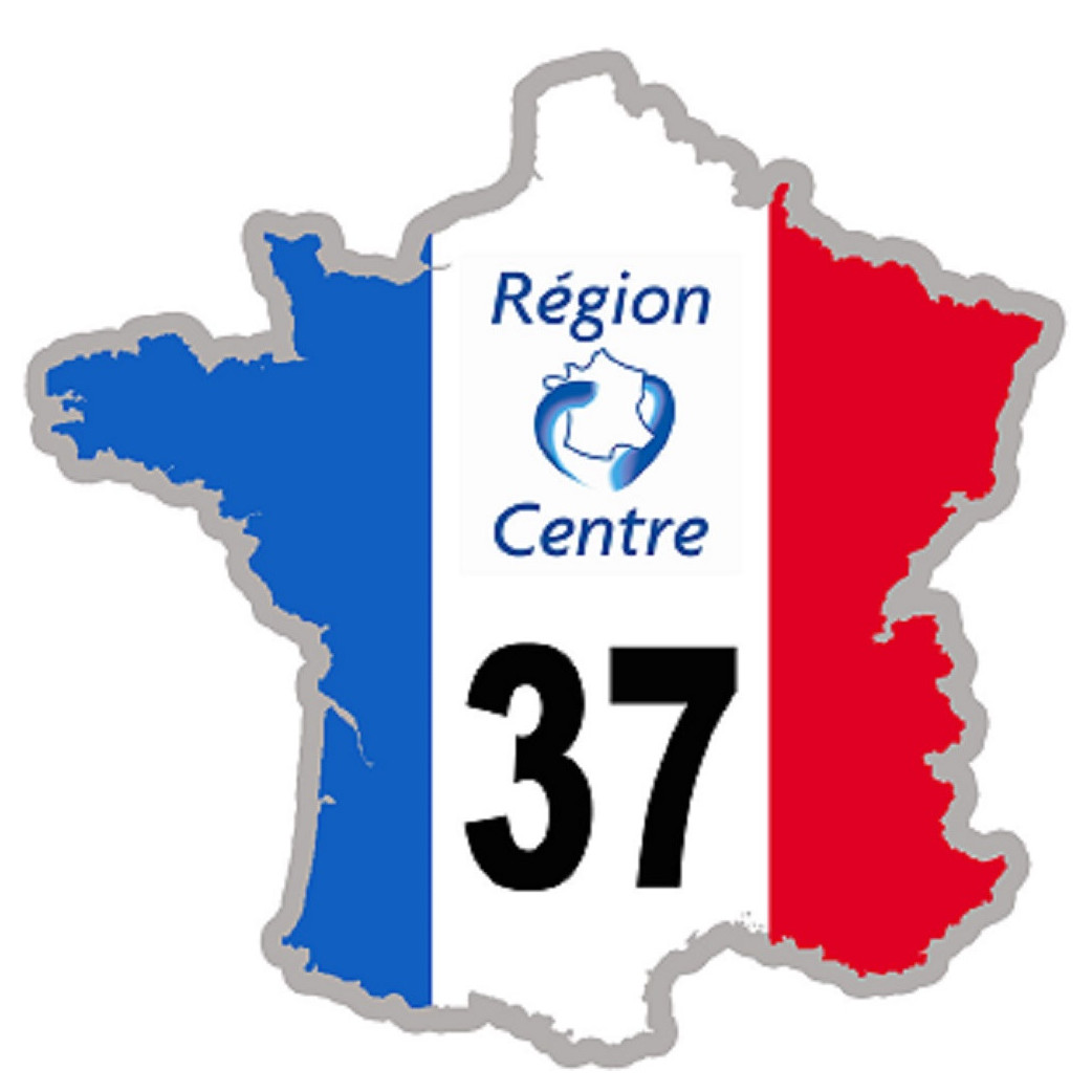 FRANCE 37 région Centre - 10x10cm - Sticker/autocollant
