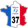 FRANCE 37 région Centre - 10x10cm - Sticker/autocollant