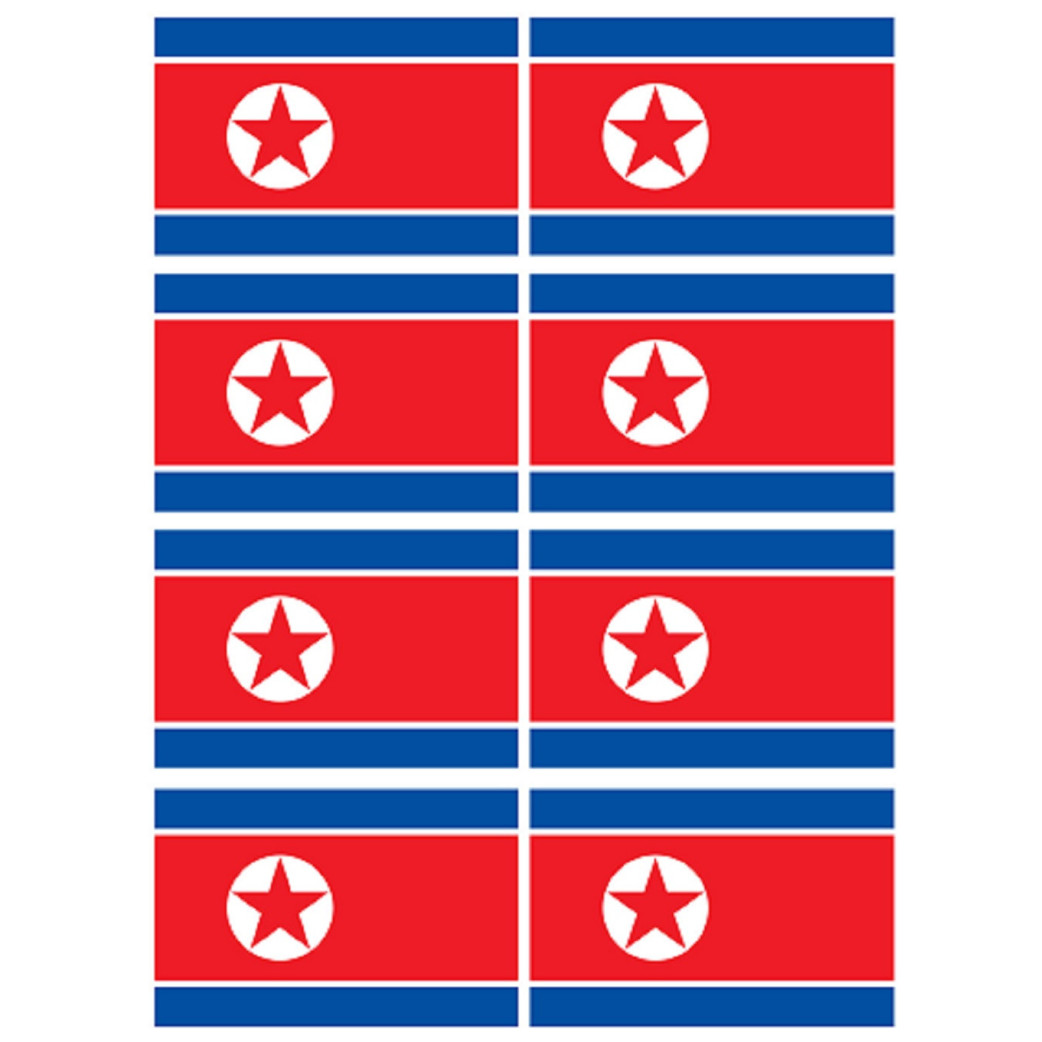Drapeau Corée du Nord (8 fois 9.5x6.3cm) - Sticker/autocollant