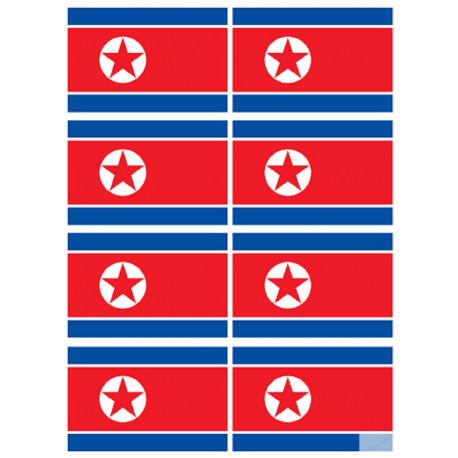 Drapeau Corée du Nord (8 fois 9.5x6.3cm) - Sticker/autocollant