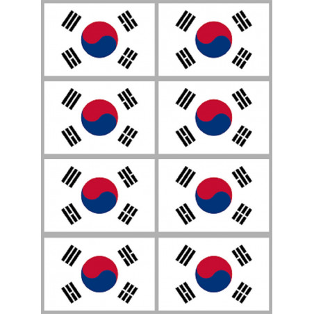 Drapeau Corée du Sud - (8 fois 9.5x6.3cm) - Sticker/autocollant