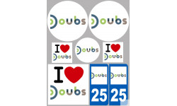 Département 25 Doubs (8 autocollants variés) - Sticker/autocollant