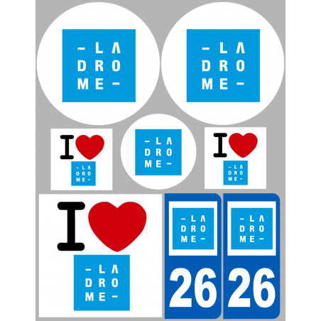 Département 26 la Drôme (8 autocollants variés) - Sticker/autocollant