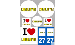 Département 27 de l'Eure (8 autocollants variés) - Sticker/autocollant