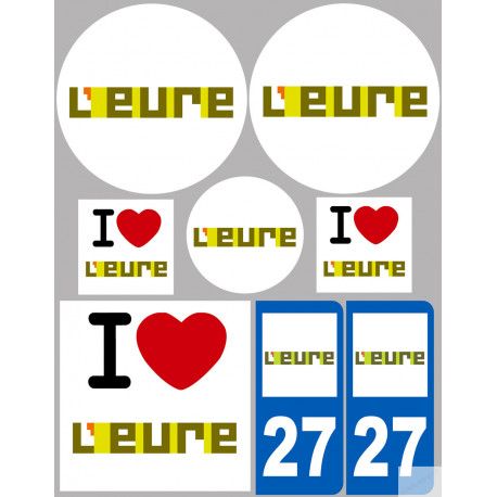 Département 27 de l'Eure (8 autocollants variés) - Sticker/autocollant