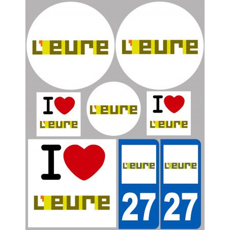 Département 27 de l'Eure (8 autocollants variés) - Sticker/autocollant