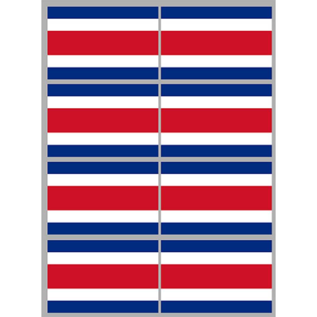 Drapeau Costa Rica (8 fois 9.5x6.3cm) - Sticker/autocollant