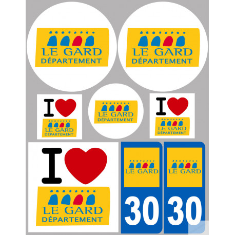 Département 30 le Gard (8 autocollants variés) - Sticker/autocollant