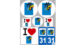 Département 31 la Haute Garonne (8 autocollants variés) - Sticker/autocollant