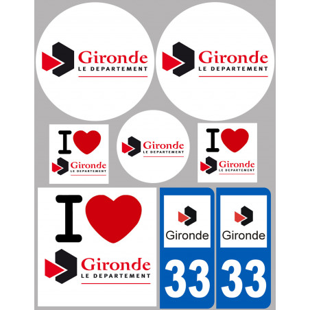 Département 33 la Gironde (8 autocollants variés) - Sticker/autocollant