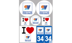 Département 34 l'Hérault (8 autocollants variés) - Sticker/autocollant