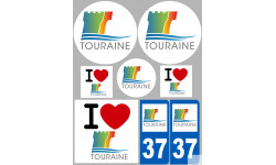 Département 37 Touraine (8 autocollants variés) - Sticker/autocollant