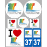 Département 37 Touraine (8 autocollants variés) - Sticker/autocollant