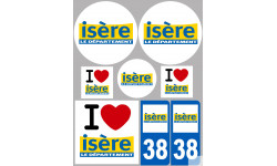 Département 38 l'Isère (8 autocollants variés) - Sticker/autocollant