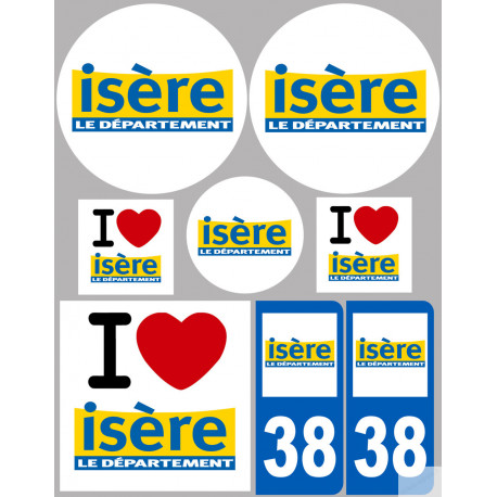 Département 38 l'Isère (8 autocollants variés) - Sticker/autocollant