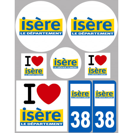 Département 38 l'Isère (8 autocollants variés) - Sticker/autocollant