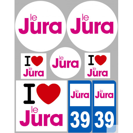 Département 39 le Jura (8 autocollants variés) - Sticker/autocollant