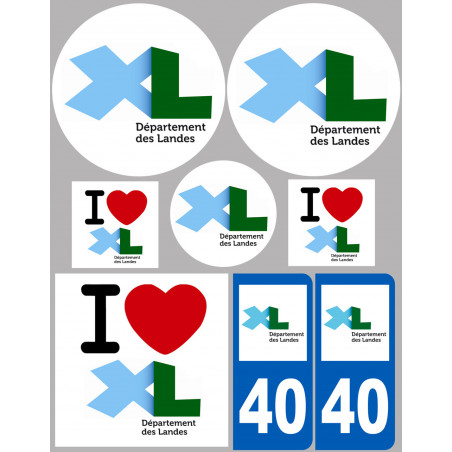 Département 40 les Landes (8 autocollants variés) - Sticker/autocollant