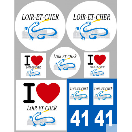 Département 41 le Loir et Cher (8 autocollants variés) - Sticker/autocollant