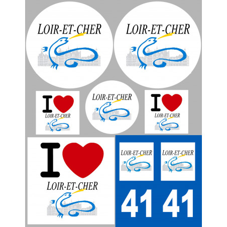 Département 41 le Loir et Cher (8 autocollants variés) - Sticker/autocollant