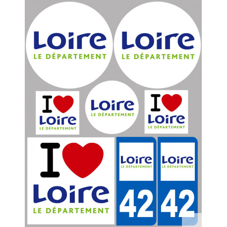 Département 42 la Loire (8 autocollants variés) - Sticker/autocollant