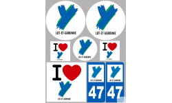 Lot et Garonne (8 autocollants variés) - Sticker/autocollant