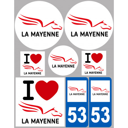 Département 53 la Mayenne (8 autocollants variés) - Sticker/autocollant