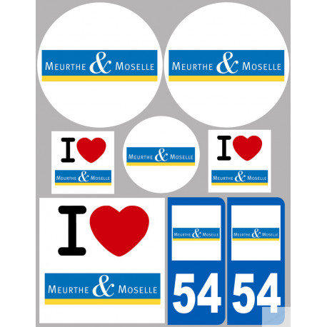 Département 54 la Meurthe et Moselle (8 autocollants variés) - Sticker/autocollant