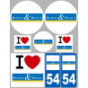 Département 54 la Meurthe et Moselle (8 autocollants variés) - Sticker/autocollant