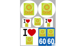 Département 60 l'Oise (8 autocollants variés) - Sticker/autocollant