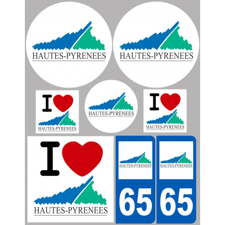 Hautes-Pyrénées (8 autocollants variés) - Sticker/autocollant