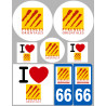 Département 66 les Pyrénées Orientales (8 autocollants variés) - Sticker/autocollant