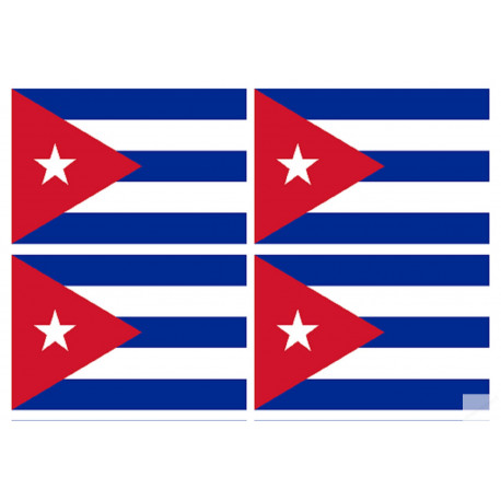Drapeau Cuba (4 fois 9.5x6.3cm) - Sticker/autocollant