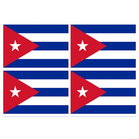 Drapeau Cuba (4 fois 9.5x6.3cm) - Sticker/autocollant