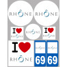 Département 69 le Rhône (8 autocollants variés) - Sticker/autocollant