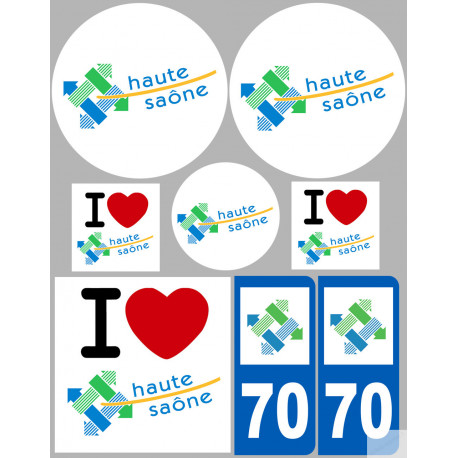 Département 70 la Haute Saône (8 autocollants variés) - Sticker/autocollant