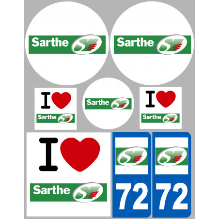 Sarthe (8 autocollants variés) - Sticker/autocollant