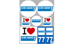 Département 77 la Seine et Marne (8 autocollants variés) - Sticker/autocollant