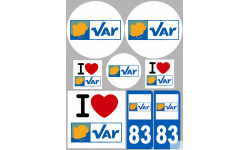 Département 83 le Var (8 autocollants variés) - Sticker/autocollant