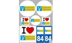 Département 84 le Vaucluse (8 autocollants variés) - Sticker/autocollant