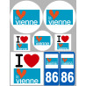 Département 86 la Vienne (8 autocollants variés) - Sticker/autocollant