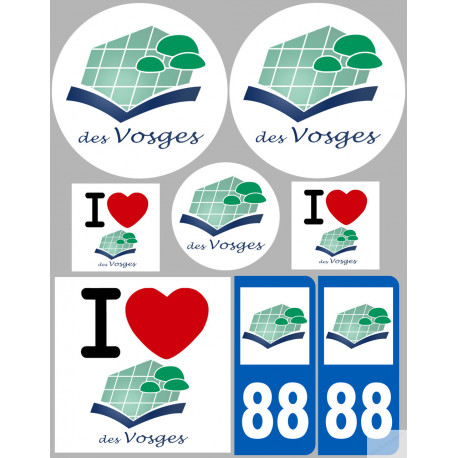 Département 88 les Vosges (8 autocollants variés) - Sticker/autocollant