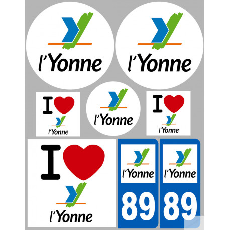 Département 89 l'Yonne (8 autocollants variés) - Sticker/autocollant