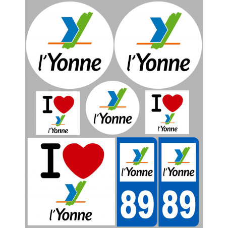 Département 89 l'Yonne (8 autocollants variés) - Sticker/autocollant