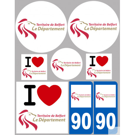 Département 90 Territoire de Belfort (8 autocollants variés) - Sticker/autocollant