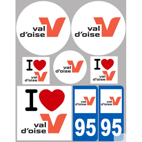 Département 95 le Val d'Oise (8 autocollants variés) - Sticker/autocollant