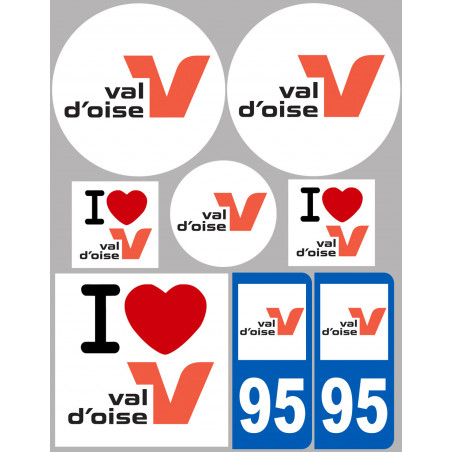 Département 95 le Val d'Oise (8 autocollants variés) - Sticker/autocollant